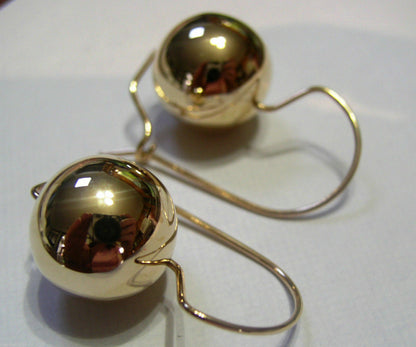 Kaedesigns, 9ct Yellow Or White Or Rose Gold 375 14mm Full Ball Hook Earrings