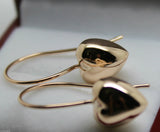 Kaedesigns New 9ct 9k Yellow, Rose or White Gold Dangle Puffed Heart Long Hooks Earrings