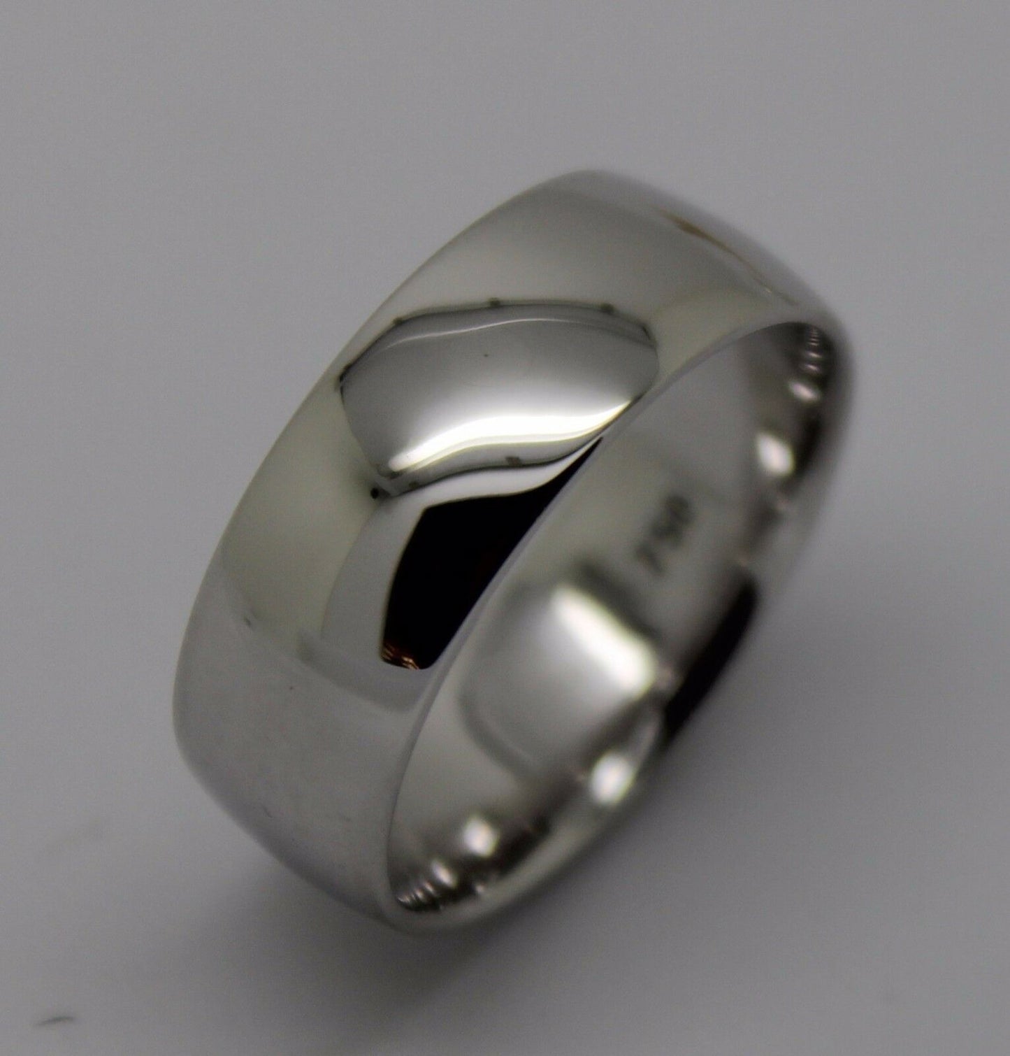 Size L Genuine 18ct Hallmarked 750 Heavy White Gold Full Solid 6mm Wedding Band