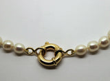 9ct Yellow Gold 18mm bolt ring freshwater pearl chain necklace