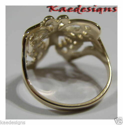 Solid 9ct White Or Rose Or Yellow Gold Large Butterfly Ring Choose Size 236