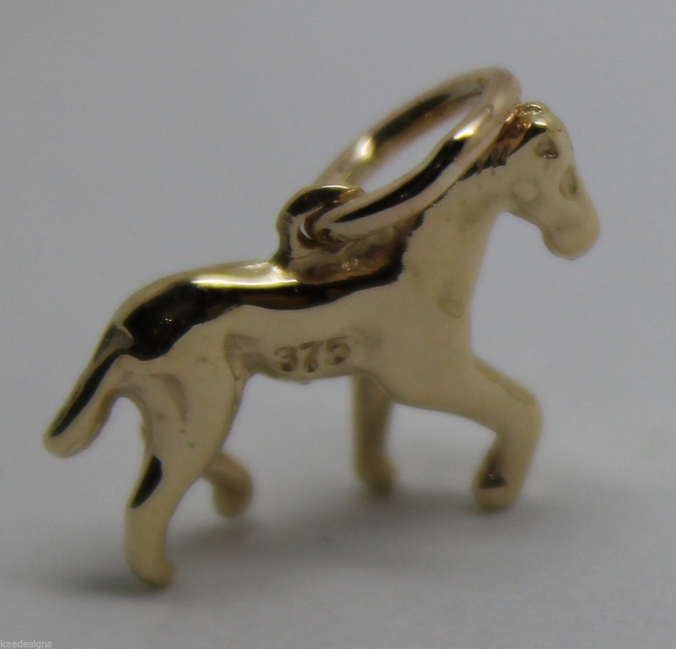 9ct Yellow or Rose or White Gold Small 3D Horse Pendant or Charm