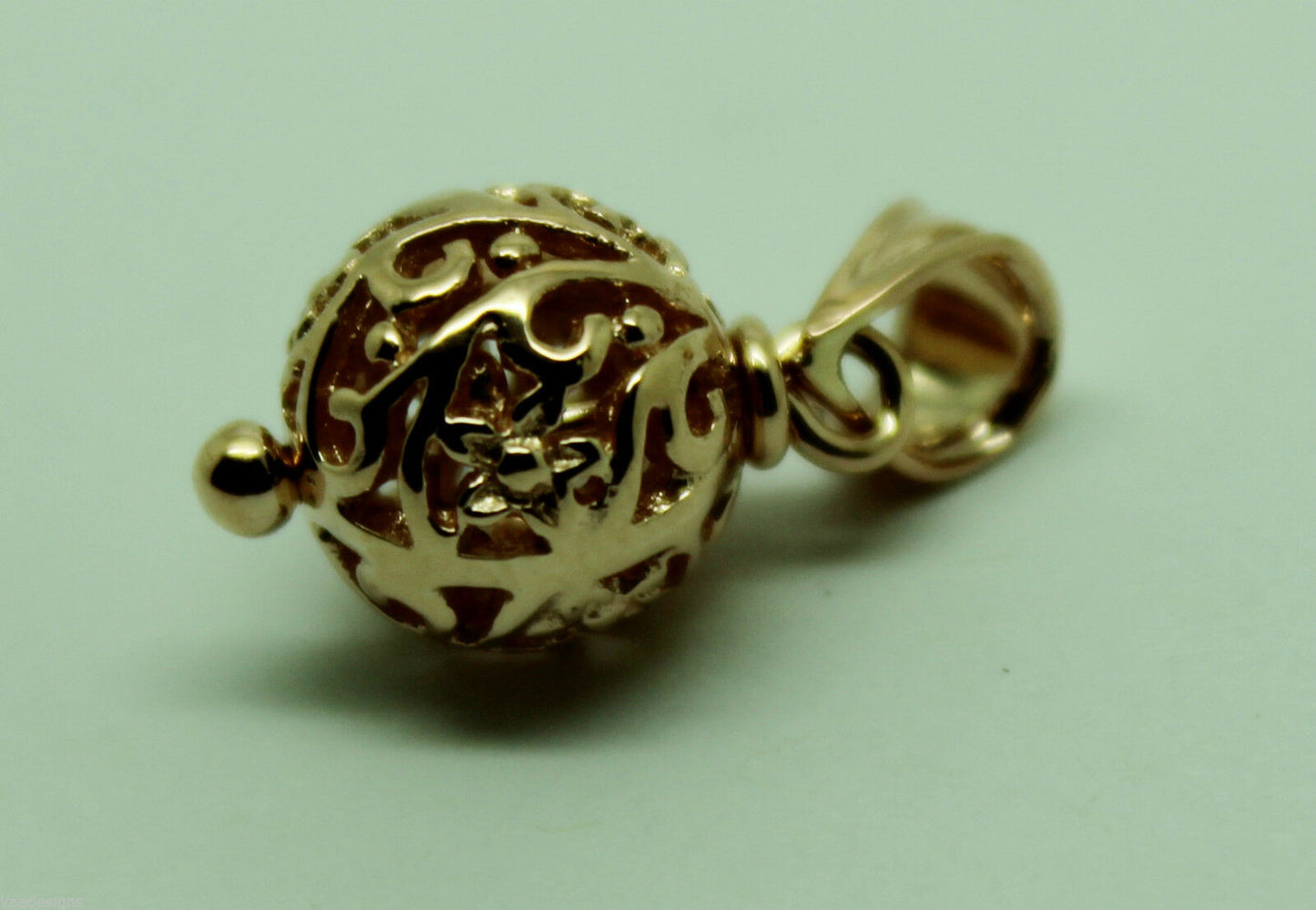 Genuine 9ct Yellow Gold or White Gold or Rose Gold 10mm Filigree Ball Pendant