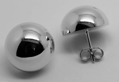 Kaedesigns, 18ct Yellow Or White Or Rose Gold 750 16mm Half Ball Stud Earrings