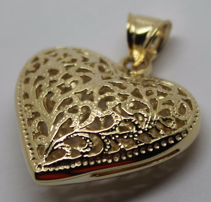 Kaedesigns New Genuine 9ct 9k Heavy Large, Rose or White Yellow Gold Filigree Heart Pendant