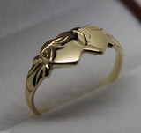 Size M Kaedesigns, Solid New 9ct 9kt Yellow Gold Double Heart Signet Ring
