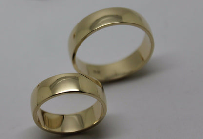 His & Hers Genuine 2 X Full Solid 9Ct Yellow Gold 6mm Wide Wedding Couple Bands Rings