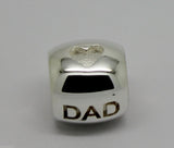 Kaedesigns,Genuine 9ct Yellow Or Rose Or White Gold Or Silver Dad Bead Charm
