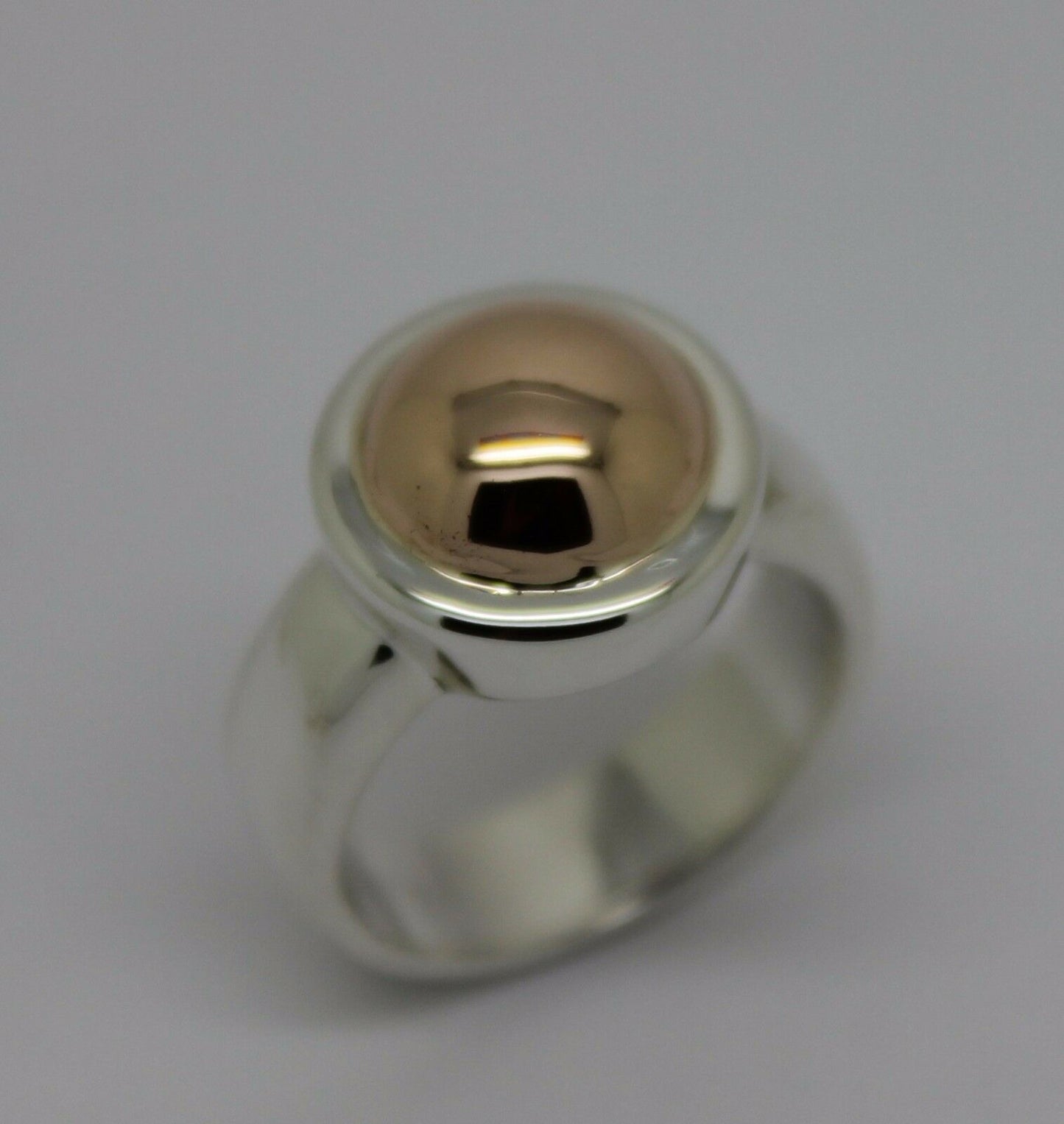 Size N Genuine New Solid Sterling Silver 925 & 9ct Rose Gold 375 Half Ball Ring