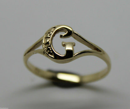 Genuine Delicate 9ct 375 Yellow, Rose or White Gold Initial Ring G