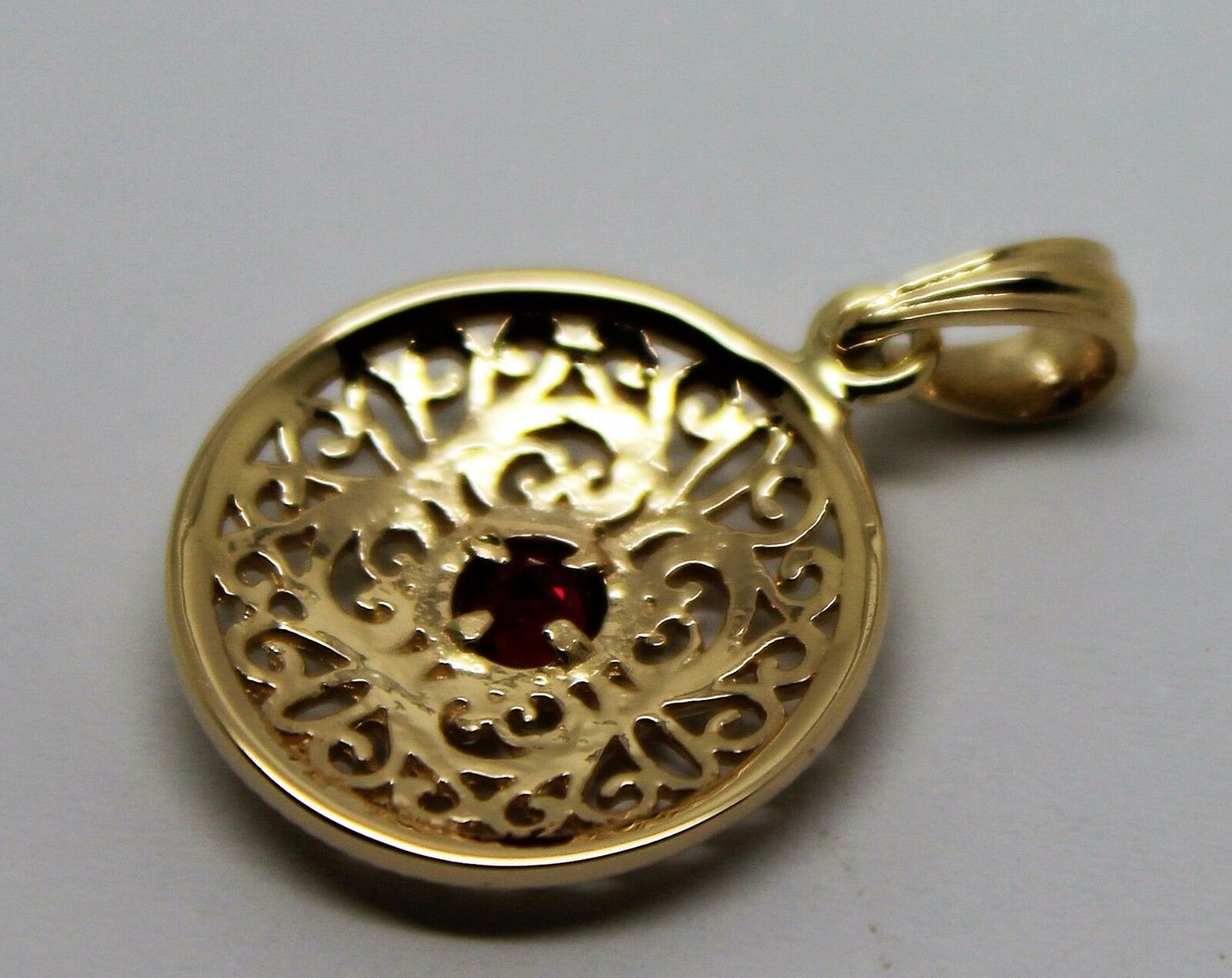 Kaedesigns, 9ct Yellow Gold or White Gold or Rose Gold filigree Ruby pendant