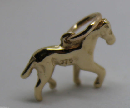 9ct Yellow or Rose or White Gold Small 3D Horse Pendant or Charm