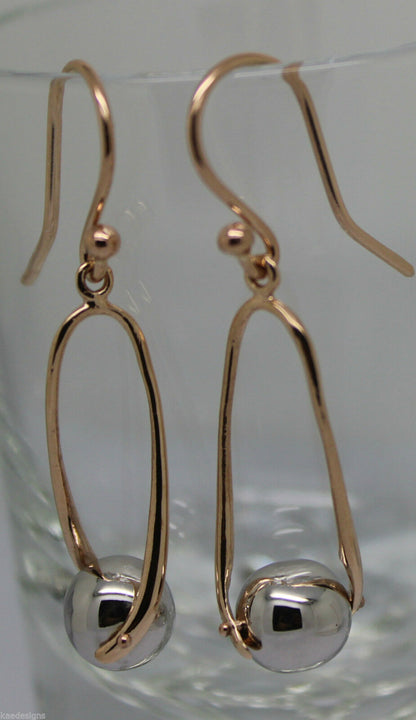 Kaedesigns Genuine 9ct 9k White & Rose Gold 8mm Ball Drop Earrings