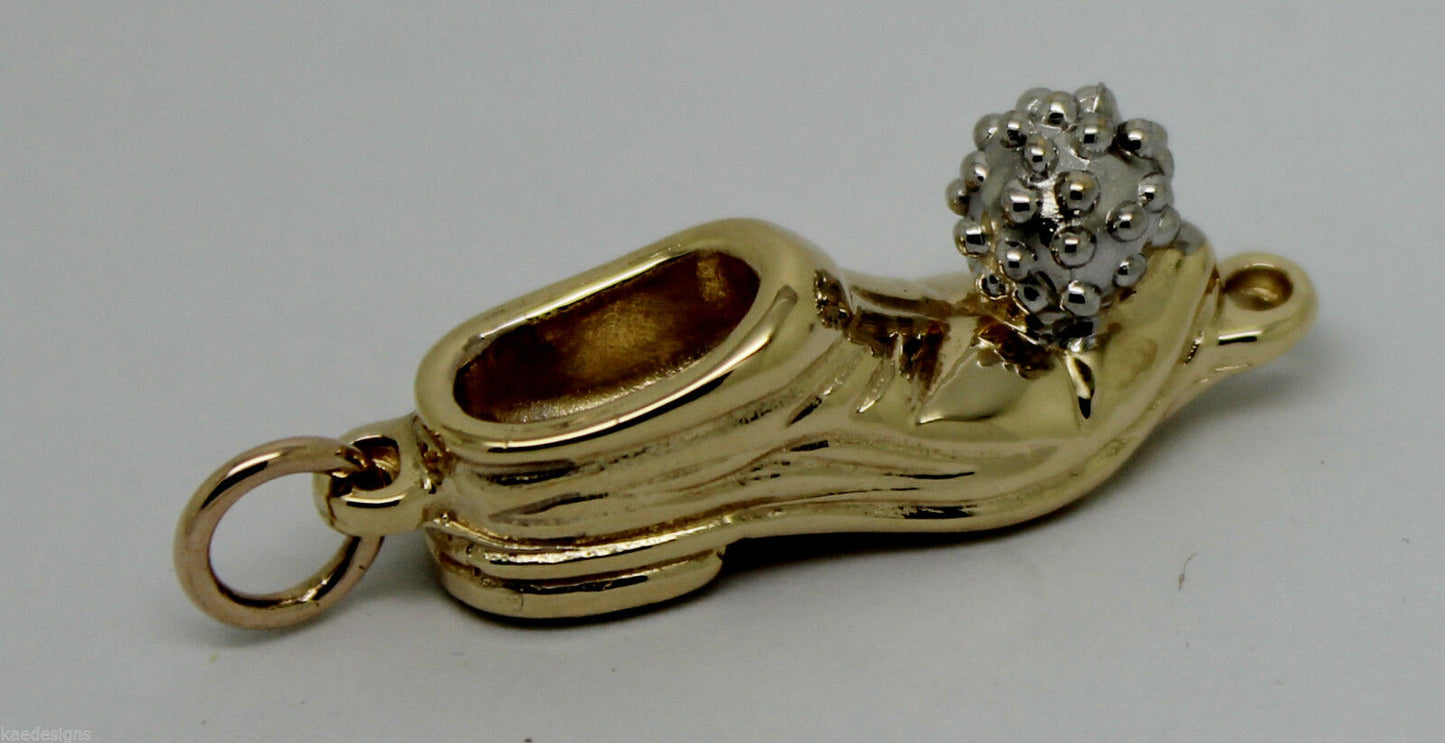 Kaedesigns Genuine Heavy 9Ct New Yellow & White Gold Solid Shoe Boot Pendant