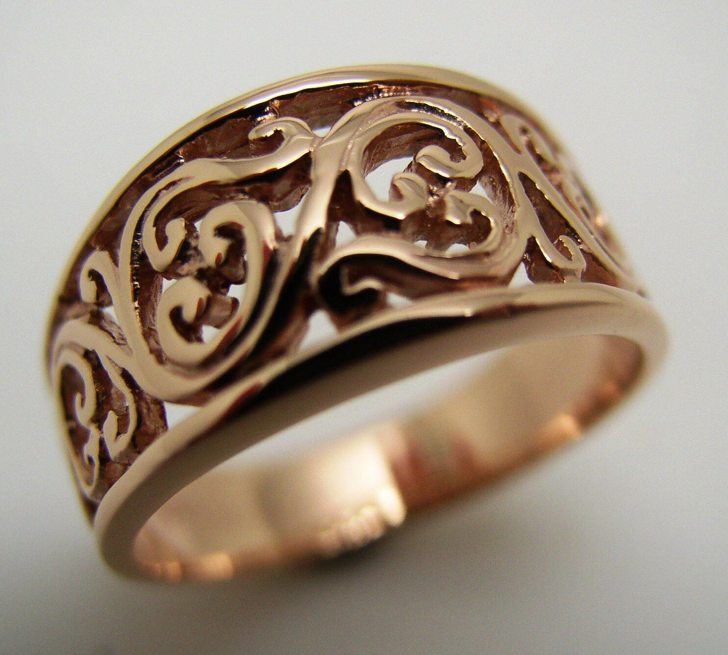 Size R Kaedesigns Genuine 9ct Full Solid Wide Yellow, Rose Or White Gold Filigree Flower Swirl Ring 336