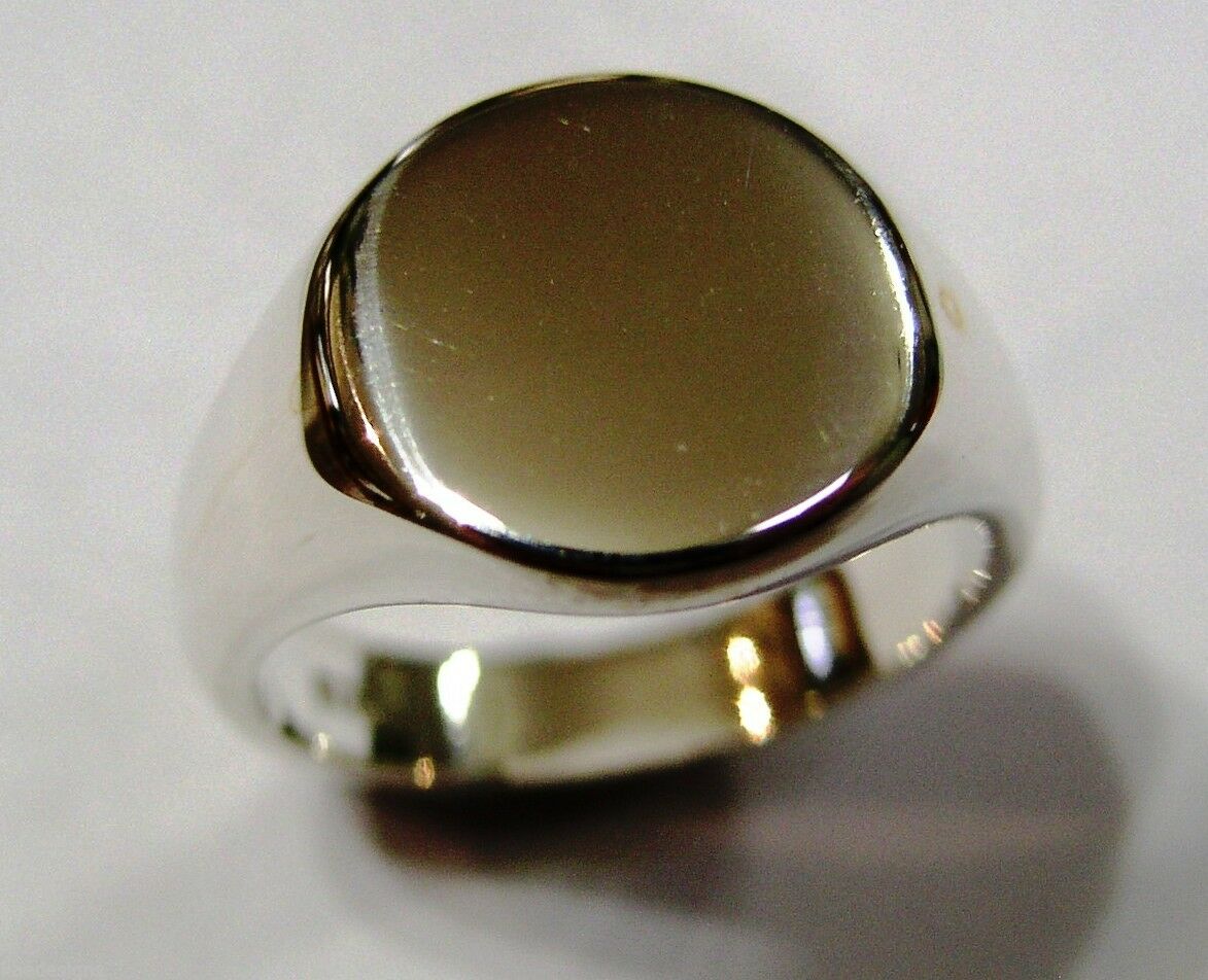 Genuine Heavy 375 Solid 9ct White Or Rose Or Yellow Gold Oval Signet Ring Size N to X