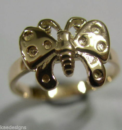 New Genuine Solid 9ct White Or Rose Or Yellow Gold Butterfly Ring Choose Size