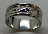 Kaedesigns, Solid Heavy Genuine 9ct White Gold Mens Surf Wave Ring Size T 258