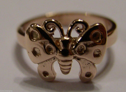 New Genuine Solid 9ct White Or Rose Or Yellow Gold Butterfly Ring Choose Size