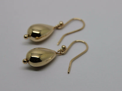 Genuine 9ct 9kt Solid Yellow, Rose or White Gold Tear Drop Teardrop Hook Earrings