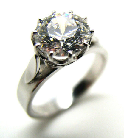 Genuine 18ct Solid White Gold 1.2ct Cubic Zirconia Round Cut Ring