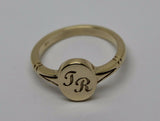 Size M Genuine Full Solid 9ct Yellow, Rose or White Gold Oval Signet Ring Engraved With Two Initials
