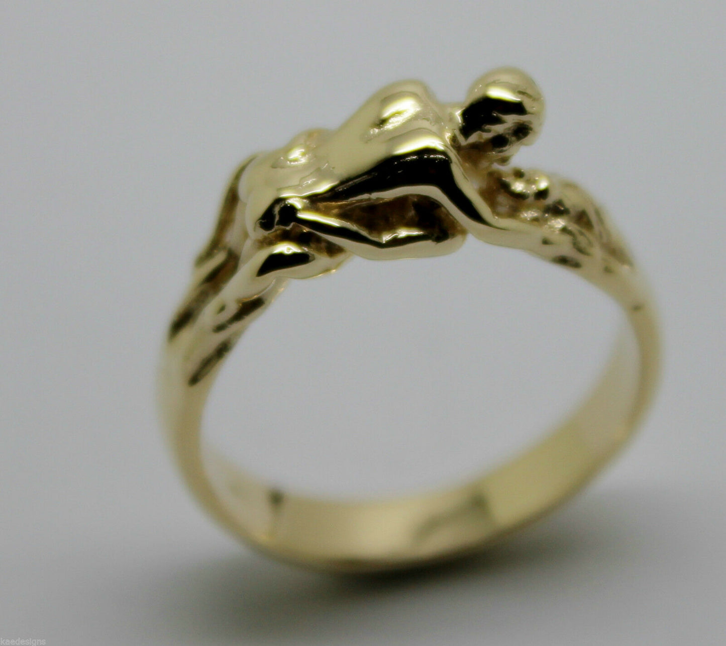 Size Q, Genuine 9kt 9ct Genuine Solid Yellow, Rose or White Gold Making Love Ring  276