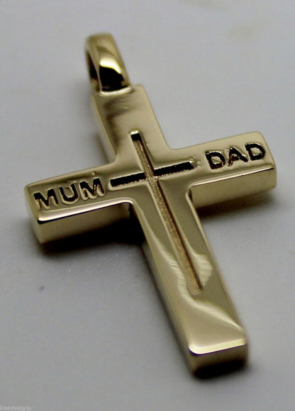 Kaedesigns New 375 9ct Yellow or Rose or White Gold Love Mum & Dad Cross Pendant