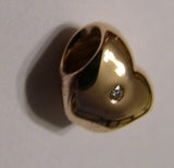 Kaedesigns, New Genuine 9ct Yellow, Rose or White Gold Si Diamond Heart Bead For Charm Bracelet