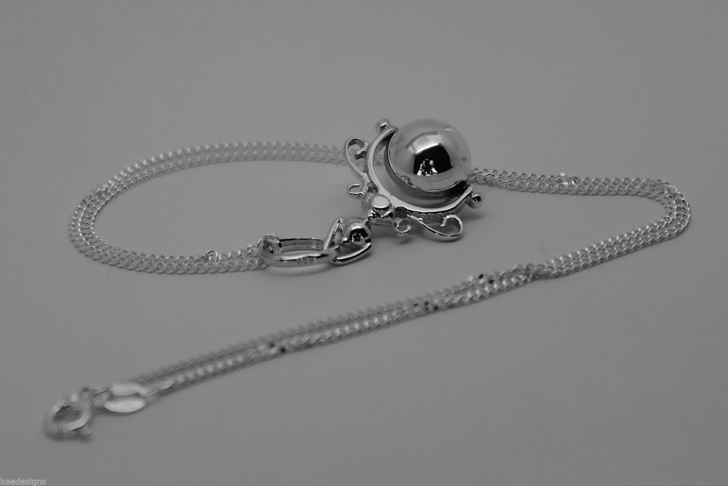 Kaedesign, Sterling Silver Chain Belcher 45cm Necklace & Ball Spinner Pendant