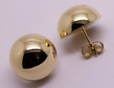 Kaedesigns, 18ct Yellow Or White Or Rose Gold 750 16mm Half Ball Stud Earrings