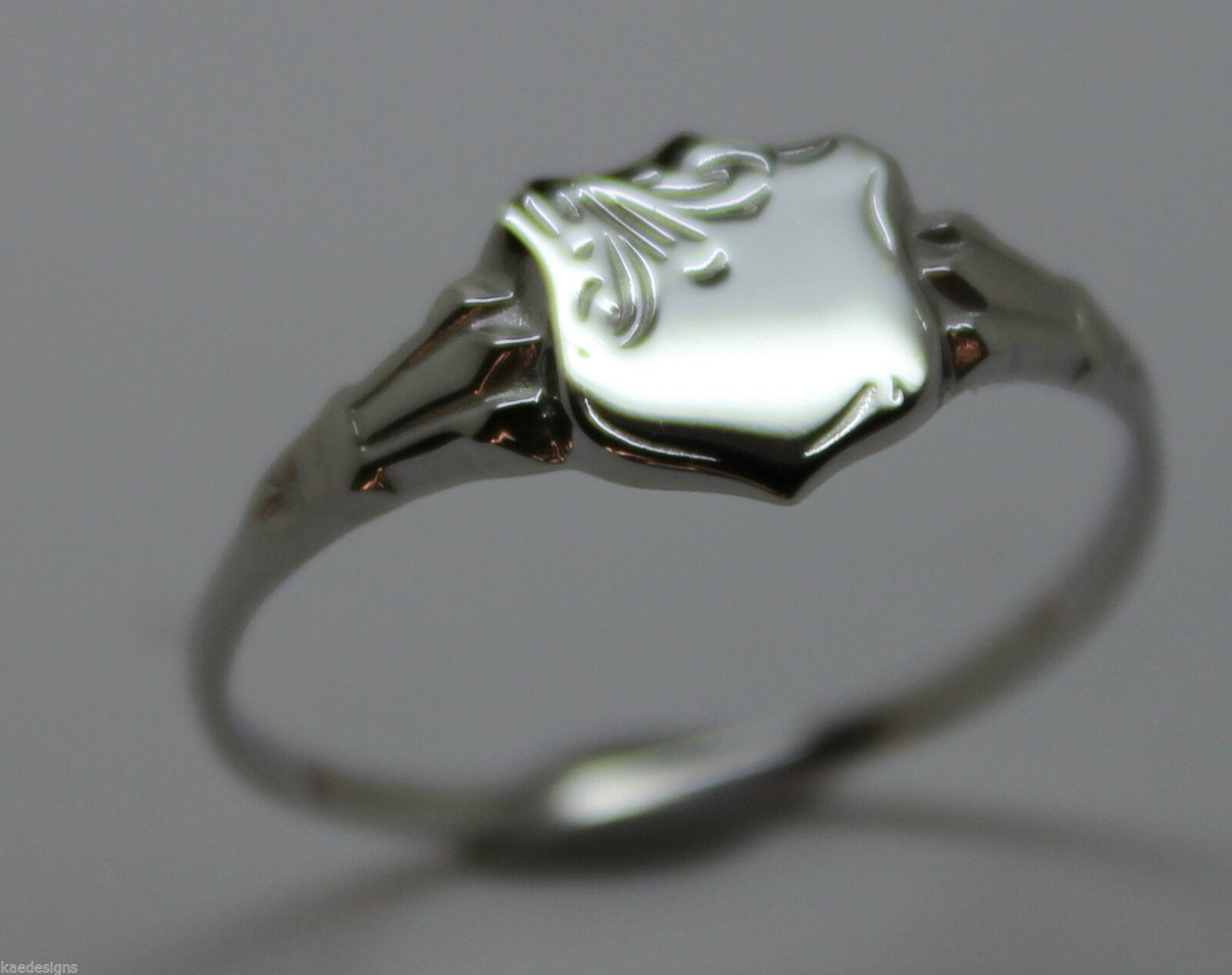 Size K - Childs Genuine Solid Sterling Silver Shield Signet Ring