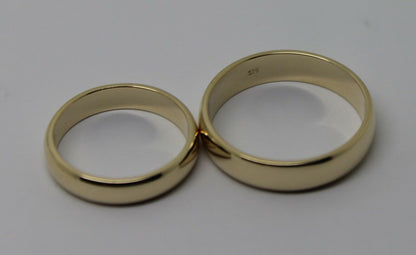 Genuine Custom Made His & Hers Solid 9ct 9K Yellow Gold Wedding Bands Couple Rings