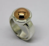 Size N Genuine New Solid Sterling Silver 925 & 9ct Rose Gold 375 Half Ball Ring
