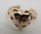 Genuine 9ct 375 Yellow or Rose or White Gold Star Heart Toe Ring  232