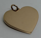 Solid 9ct Yellow Or Rose Or White Gold Large Heart Shield Pendant With Engraving