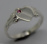New Genuine Sterling Silver 925 Heart Signet Ring Choose Your Size And Gemstone