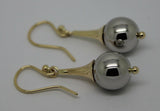 Genuine 9ct Yellow & White Gold 12mm Ball Drop Earrings *Free Express Post In Oz