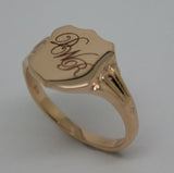 Genuine 9ct Solid Yellow, Rose or White Gold Large Signet Ring In Your Size P Plus Engraving 3 Initials