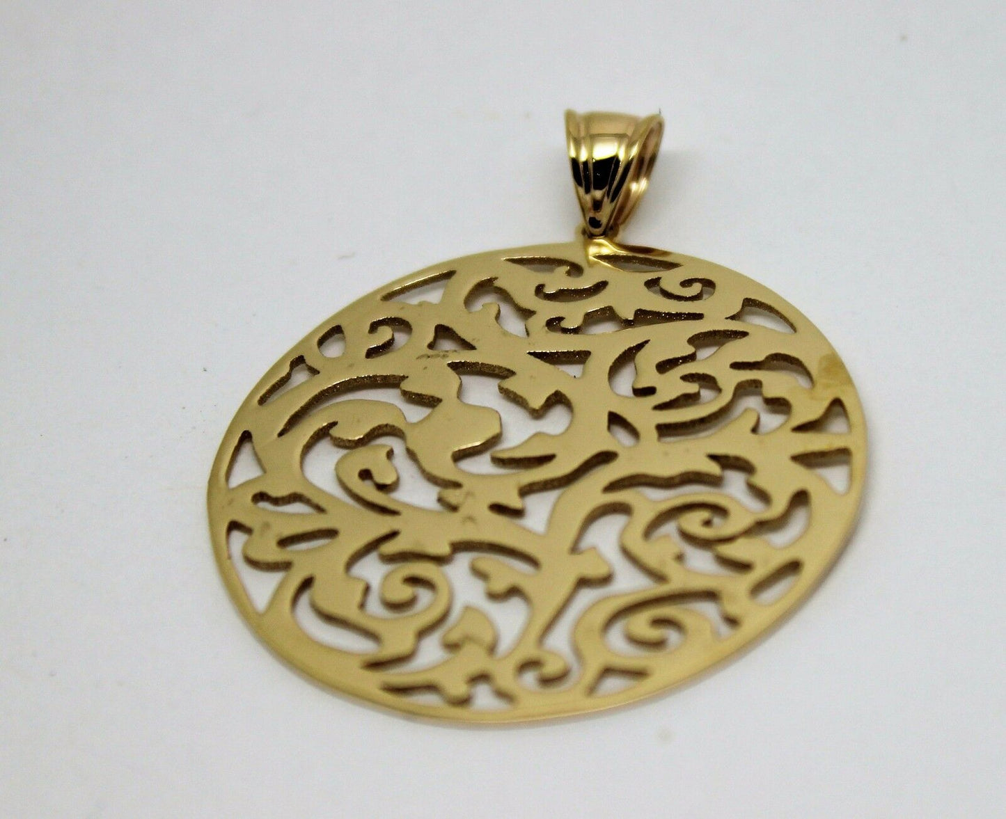 Kaedesigns New Genuine Heavy Solid 9ct 9kt Yellow, Rose or White Gold Round  Filigree Pendant