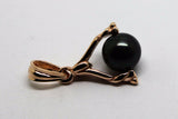 Genuine 9kt 9ct Solid Yellow, Rose & White Gold 7mm Black  Pearl Ball Spinner Pendant
