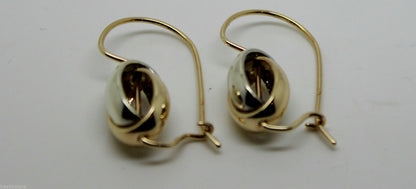 Genuine 9ct Yellow & White Gold Spinning Oval Belcher Earrings