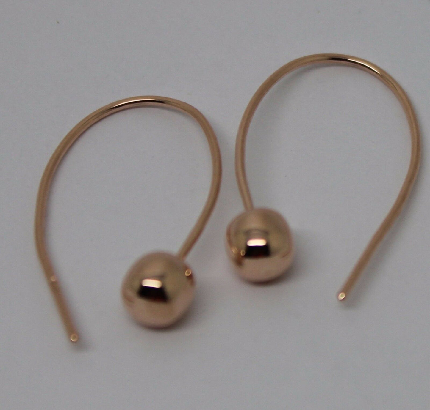 Genuine New Large Hooks 9ct Yellow, Rose or White Gold 6mm Euro Ball Drop Earrings