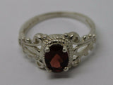 Size K 1/2 Sterling Silver Red Garnet Jan Birthstone Filigree Ring