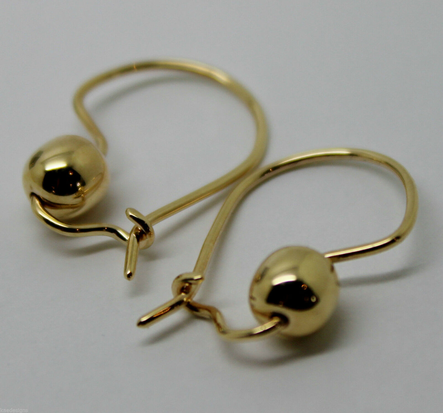 Genuine New 9ct 9kt Yellow, Rose or White Gold 6mm Euro Plain Ball Drop Earrings