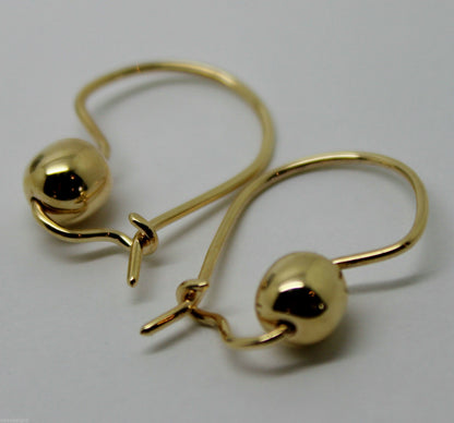 Genuine New 9ct 9kt Yellow, Rose or White Gold 6mm Euro Plain Ball Drop Earrings