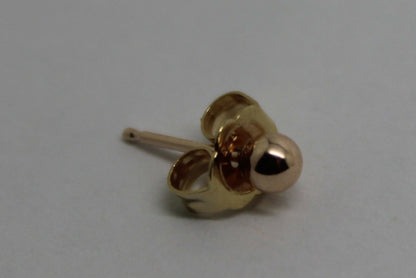 Genuine 9ct 9kt Yellow Gold One Earring 3mm Stud Ball Earring