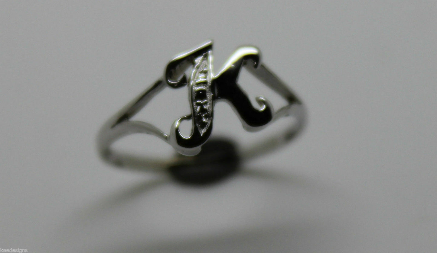 Genuine Delicate 9ct 375 Yellow, Rose or White Gold Initial Ring K