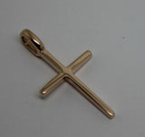 Genuine Solid New 9ct 9K Yellow, Rose or White Gold Thin Plain Cross Pendant