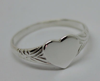 Kaedesigns New Size H Sterling Silver Heart Signet Ring